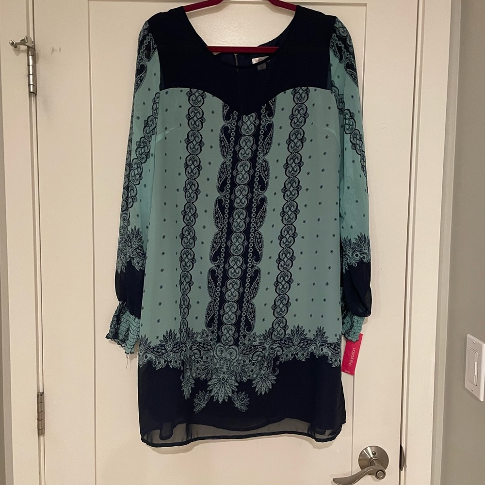 Navy blue and teal dress